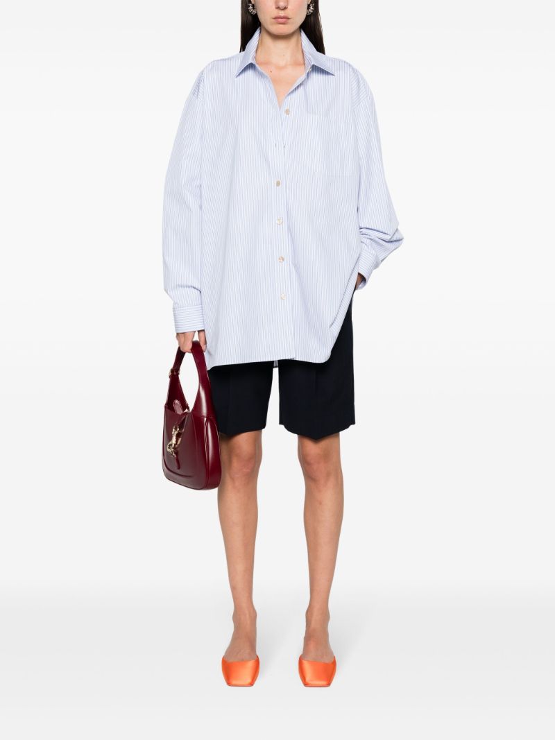 White Logo-embroidered Striped Cotton Shirt