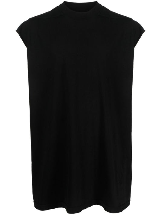 Black Jumbo Cap-sleeve Cotton T-shirt