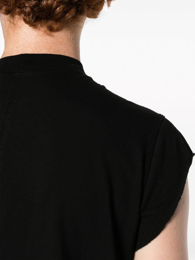 Black Jumbo Cap-sleeve Cotton T-shirt