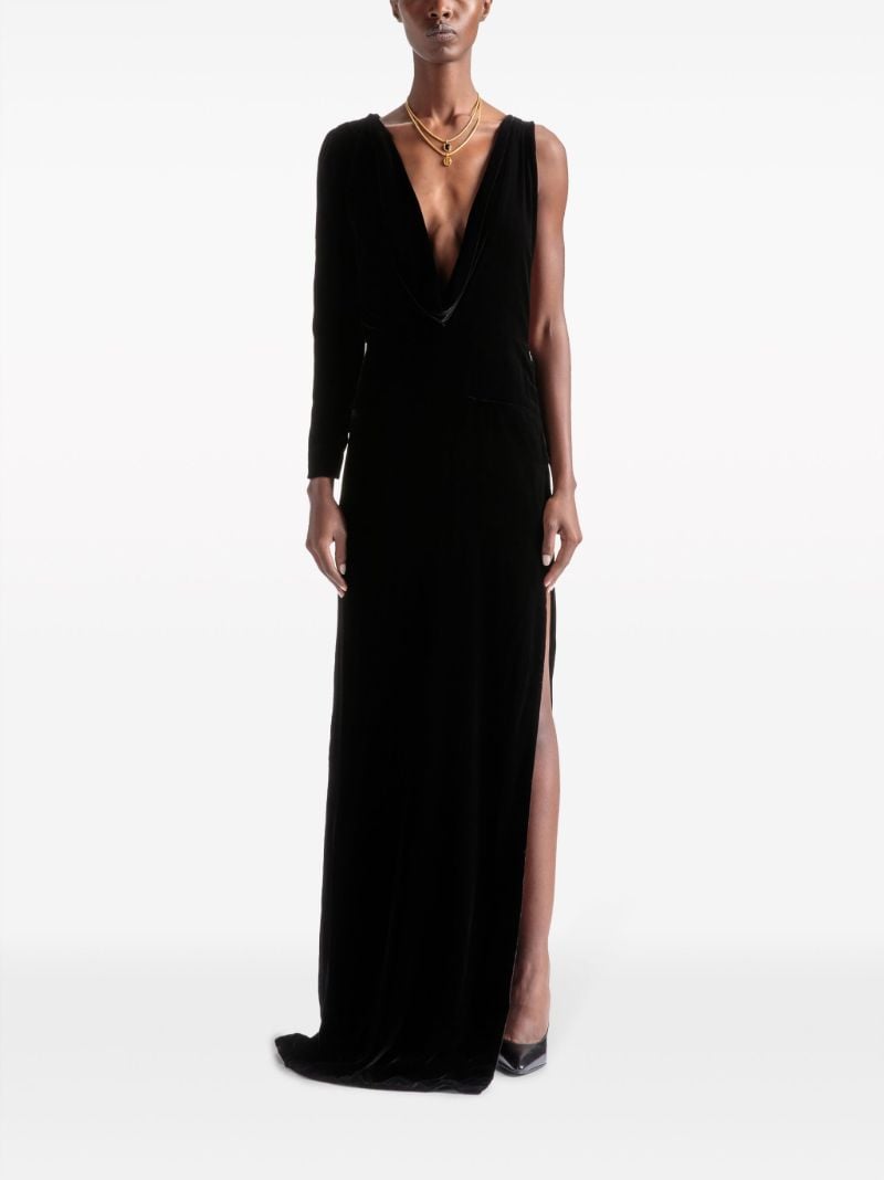 Black Draped One Shoulder Dress