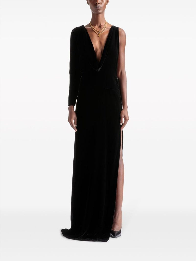 Black Draped One Shoulder Dress