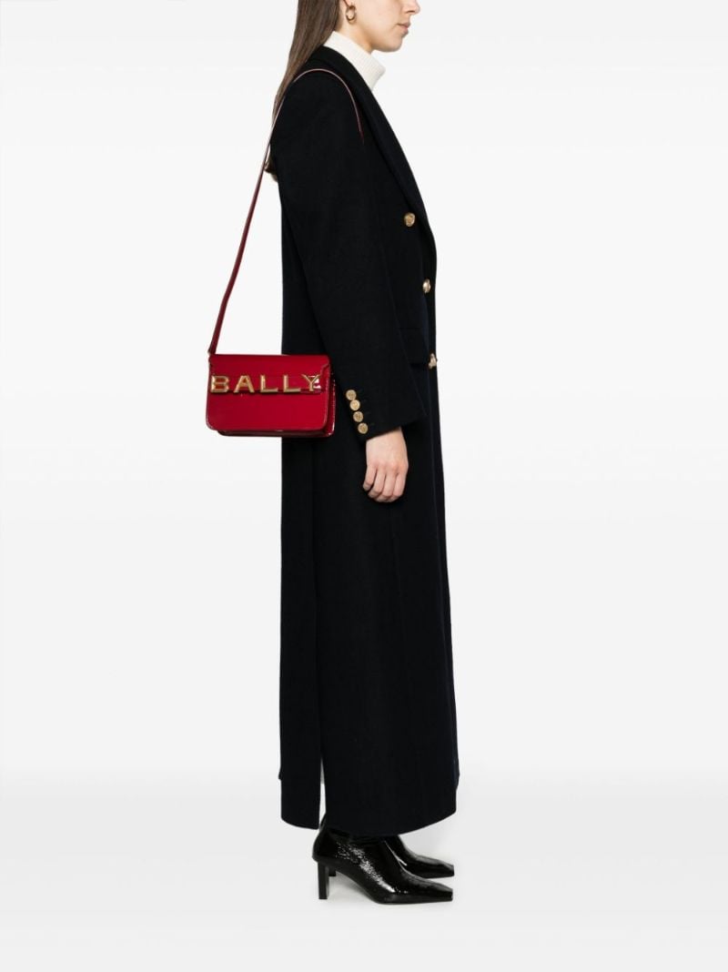 Red Logo-lettering Patent Leather Cross Body Bag