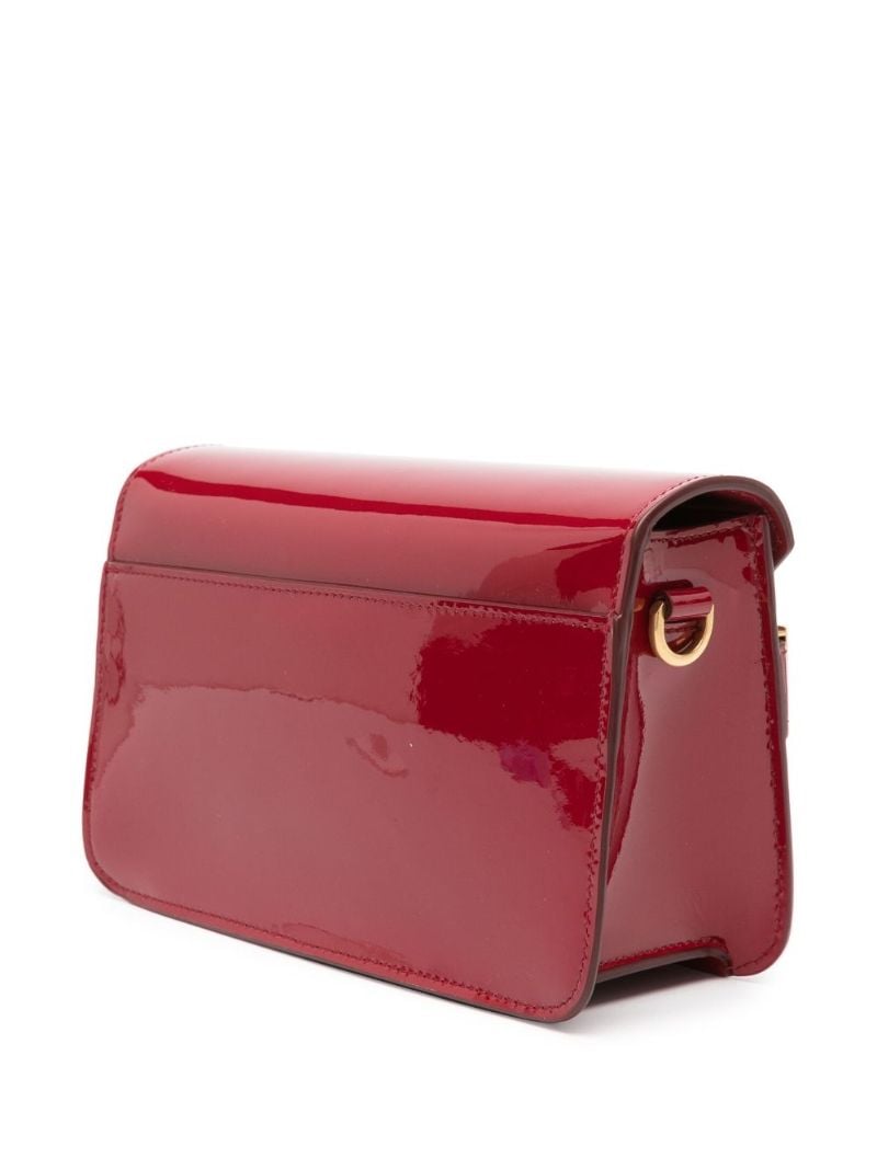 Red Logo-lettering Patent Leather Cross Body Bag