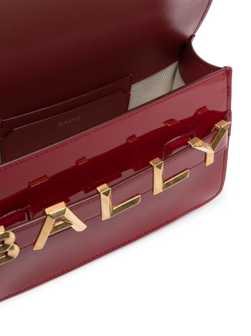 Red Logo-lettering Patent Leather Cross Body Bag