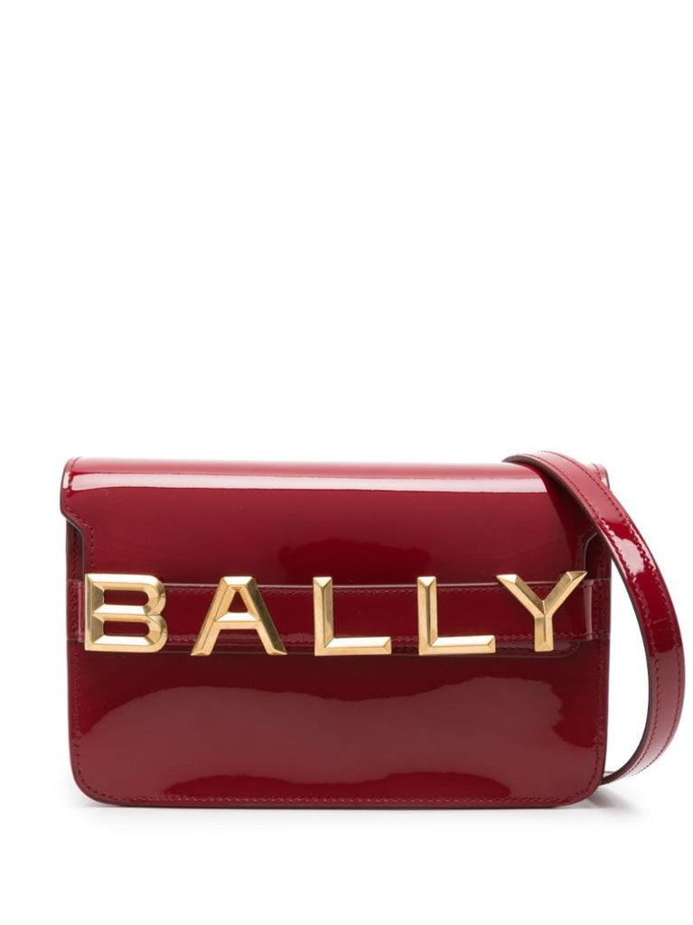 Red Logo-lettering Patent Leather Cross Body Bag