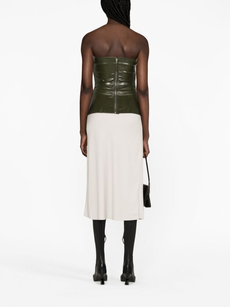 Green Coated Denim Bustier Top