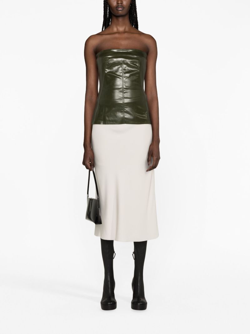 Green Coated Denim Bustier Top