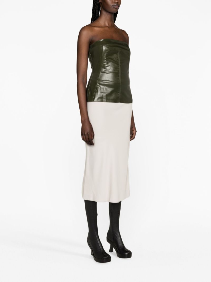 Green Coated Denim Bustier Top