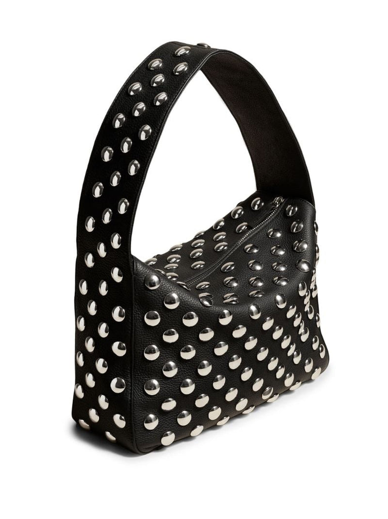 Black Elena Studded Leather Shoulder Bag