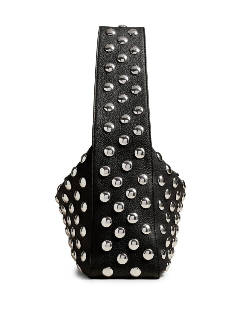 Black Elena Studded Leather Shoulder Bag