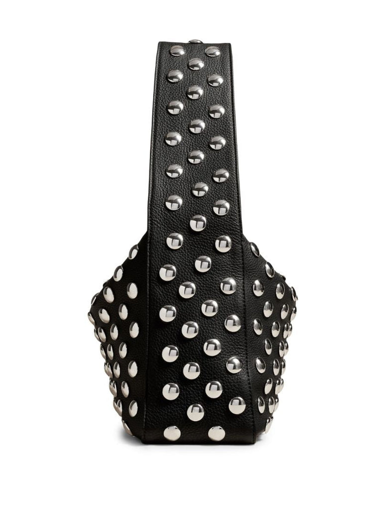 Black Elena Studded Leather Shoulder Bag