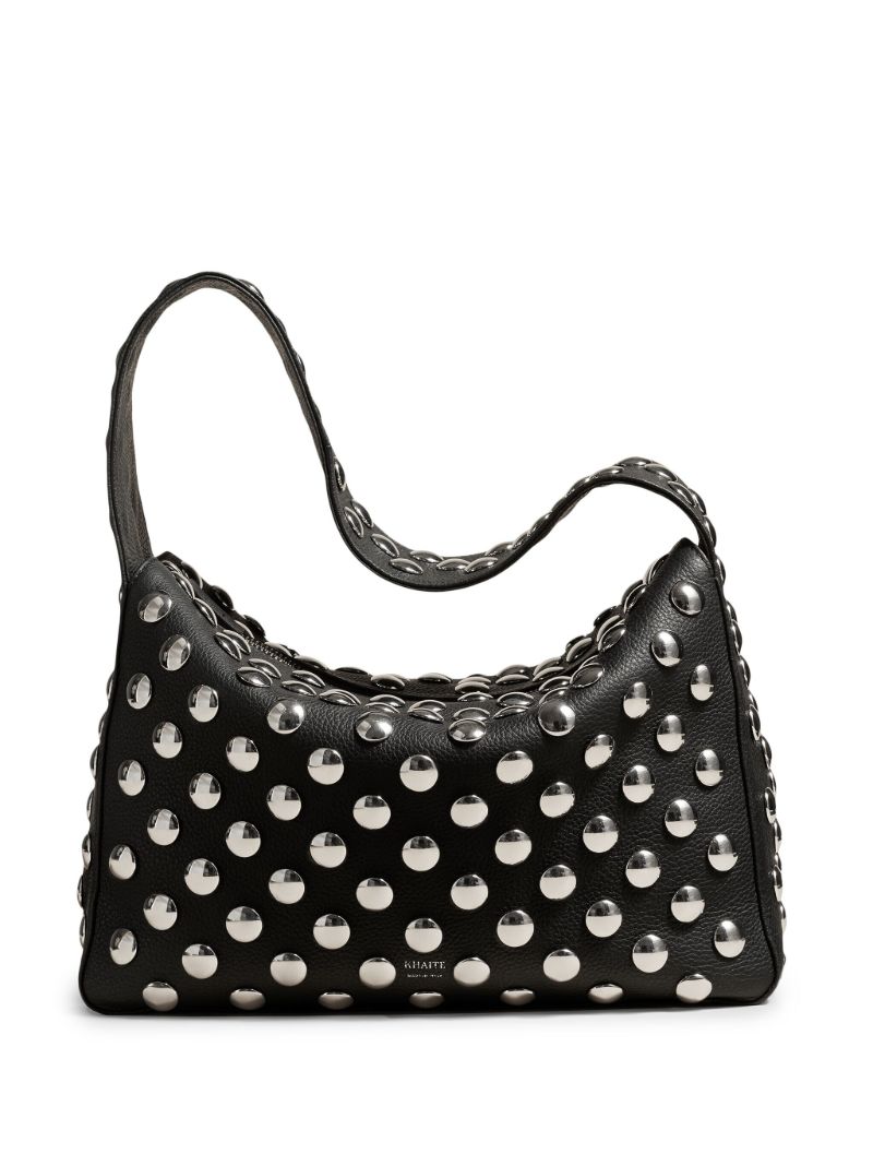 Black Elena Studded Leather Shoulder Bag