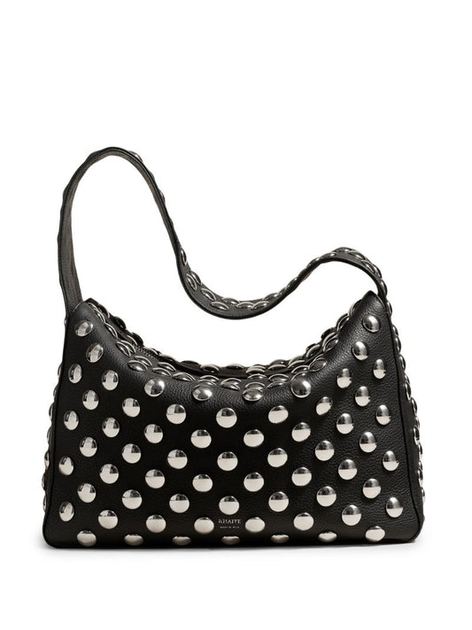 Black Elena Studded Leather Shoulder Bag
