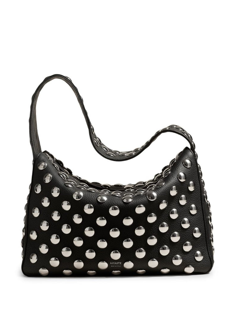 Black Elena Studded Leather Shoulder Bag