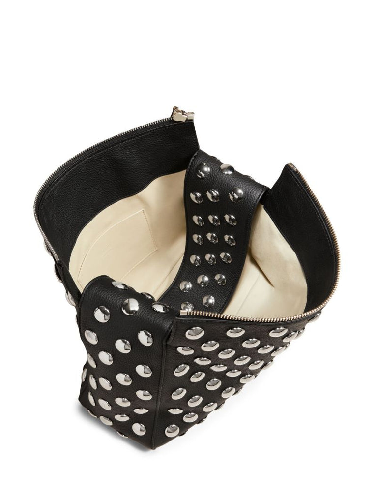 Black Elena Studded Leather Shoulder Bag