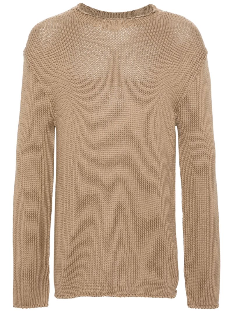 Brown Crew Neck Ribbed-knit Jumper