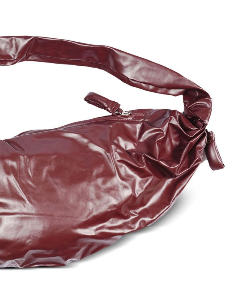 Red Soft Croissant Leather Shoulder Bag