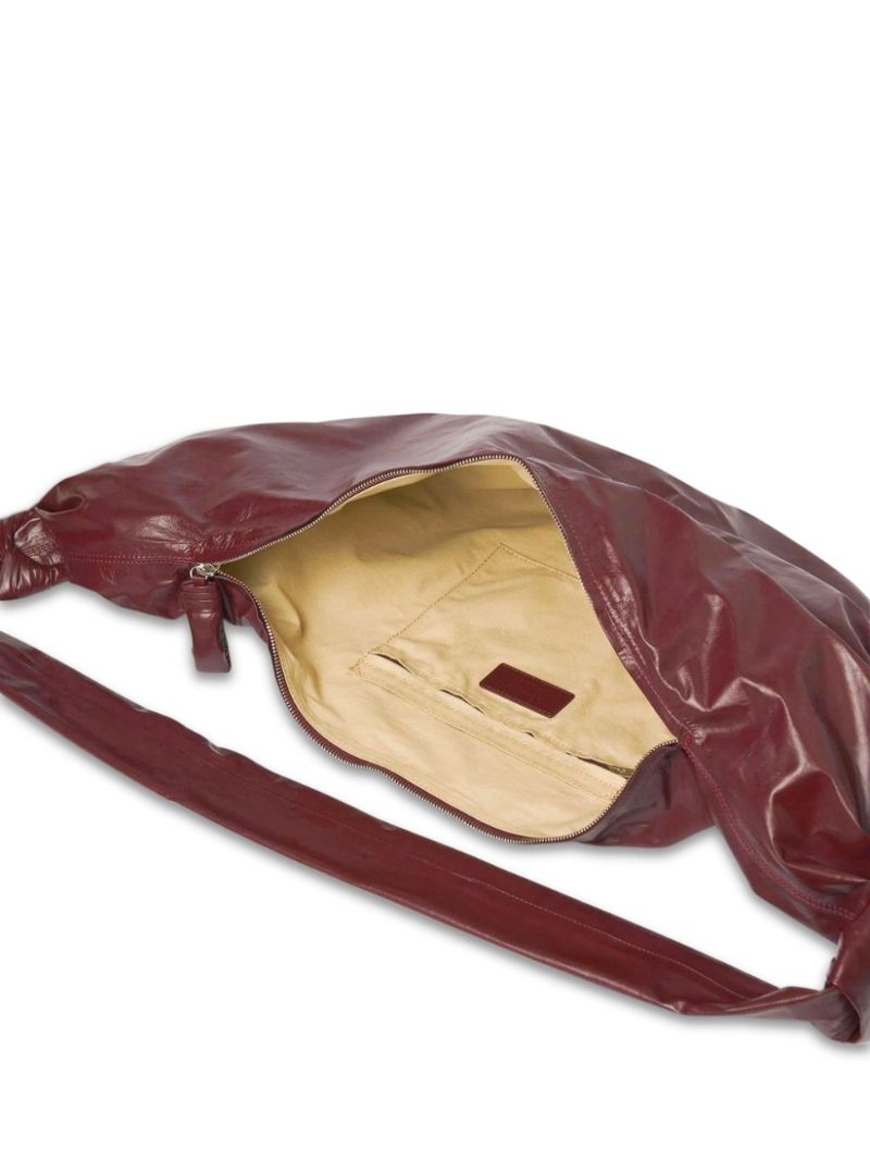 Red Soft Croissant Leather Shoulder Bag