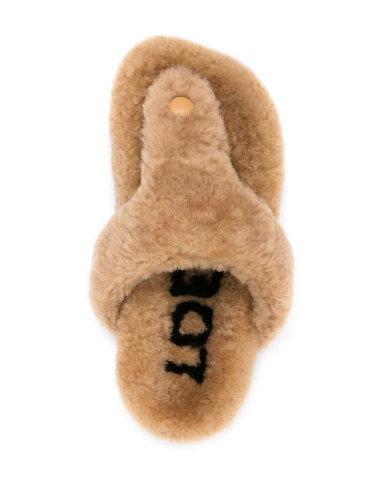 Neutral Shearling Sandals