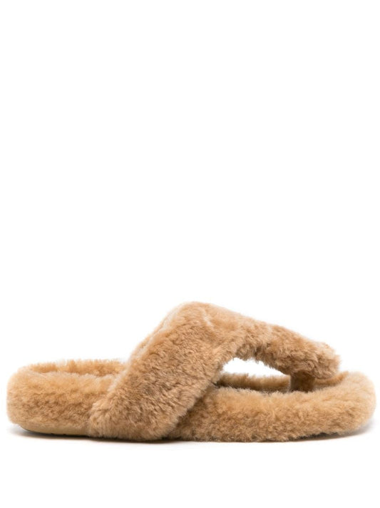 Neutral Shearling Sandals
