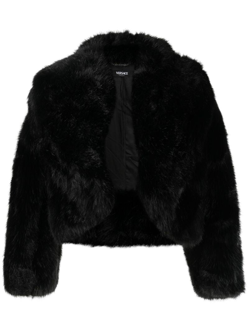 Black Faux-fur Cropped Jacket