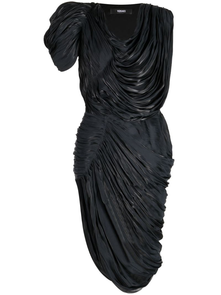 Grey Draped Asymmetric Dress