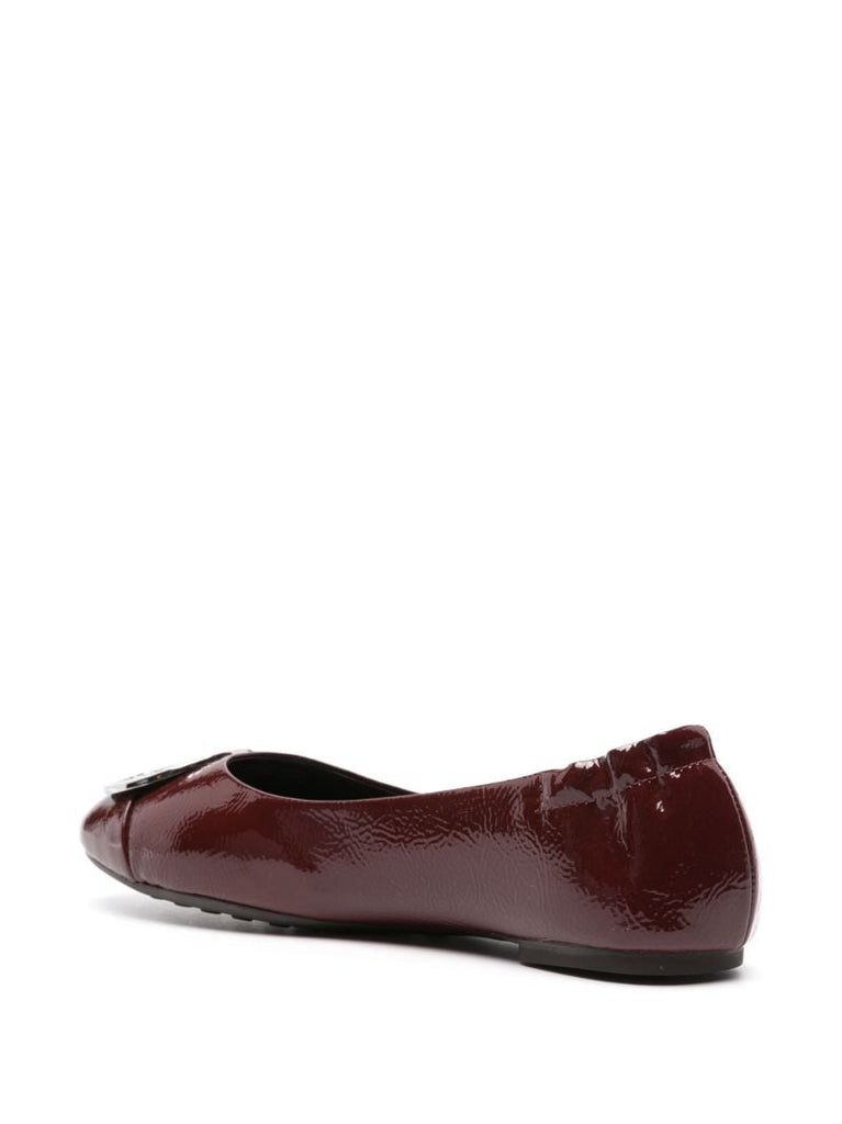 Red Claire Leather Ballet Pumps