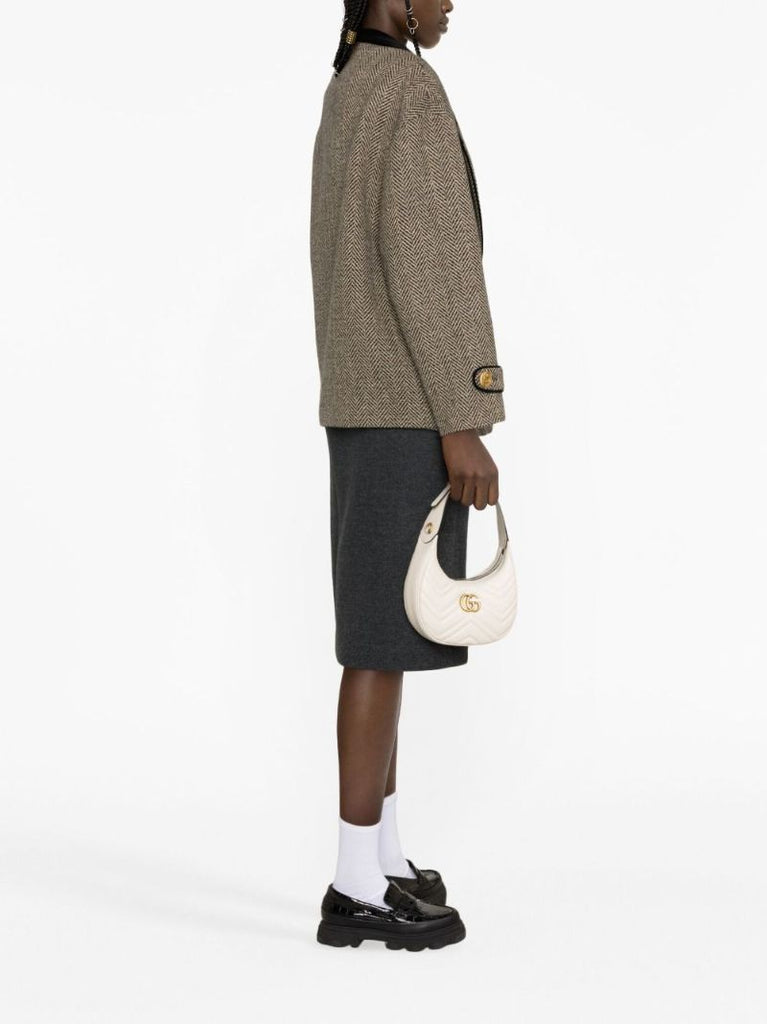 Brown Herringbone Wool Coat