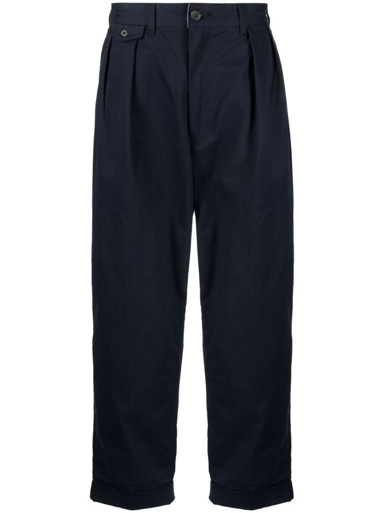 Blue 2 Pleat Tapered Trousers