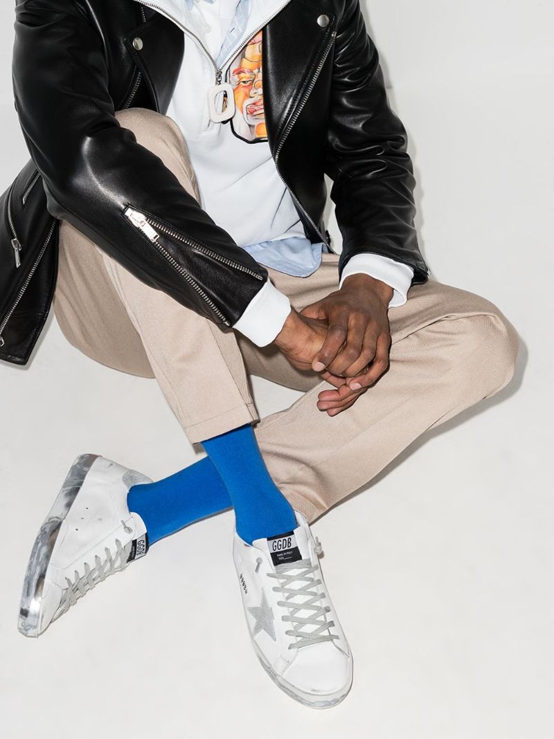 White Super-star Metallic Leather Sneakers