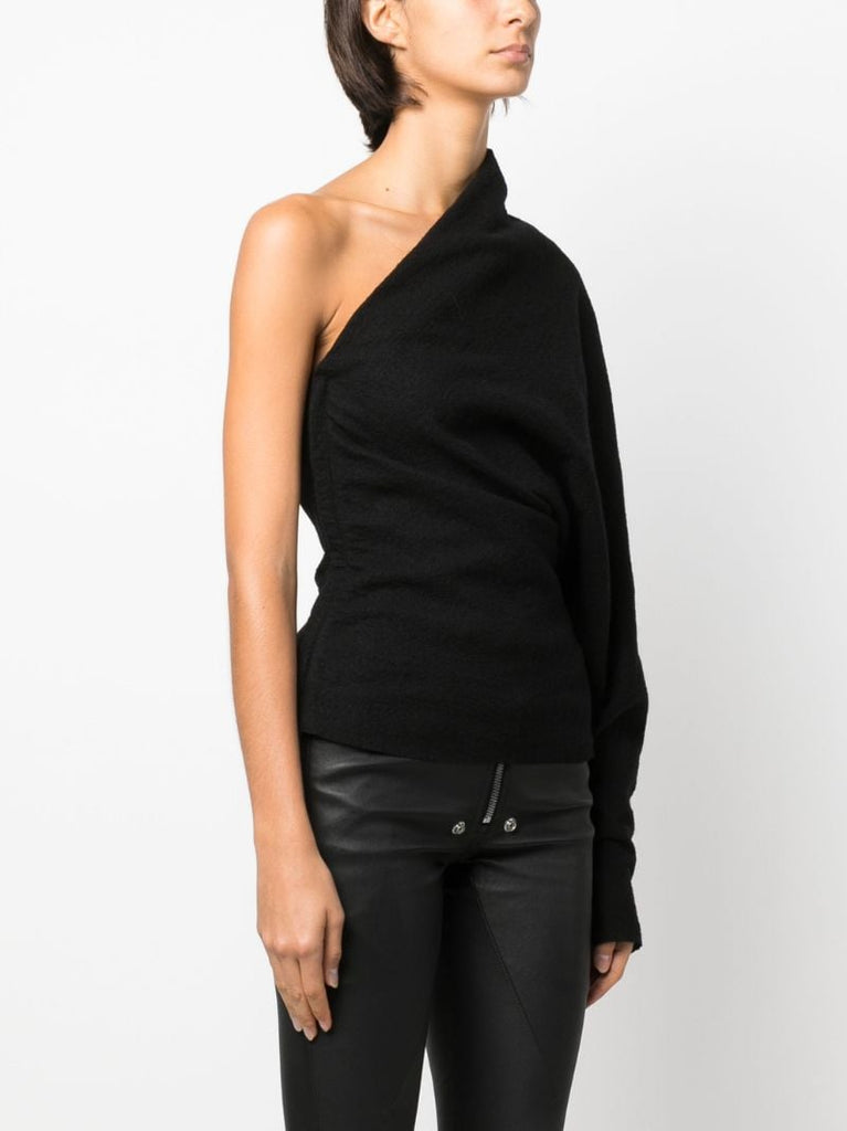 Black One Sleeve Knit Top