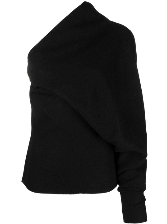 Black One Sleeve Knit Top