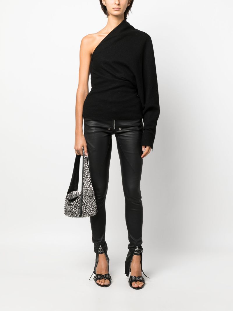 Black One Sleeve Knit Top