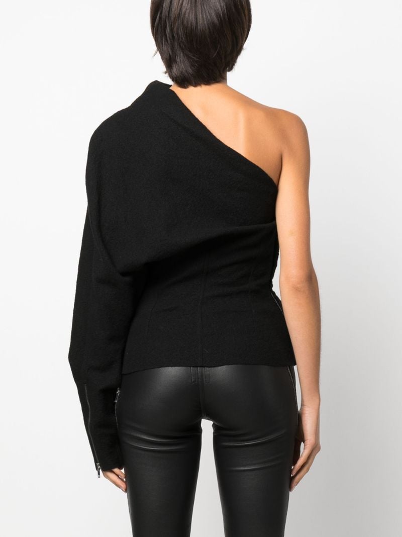 Black One Sleeve Knit Top