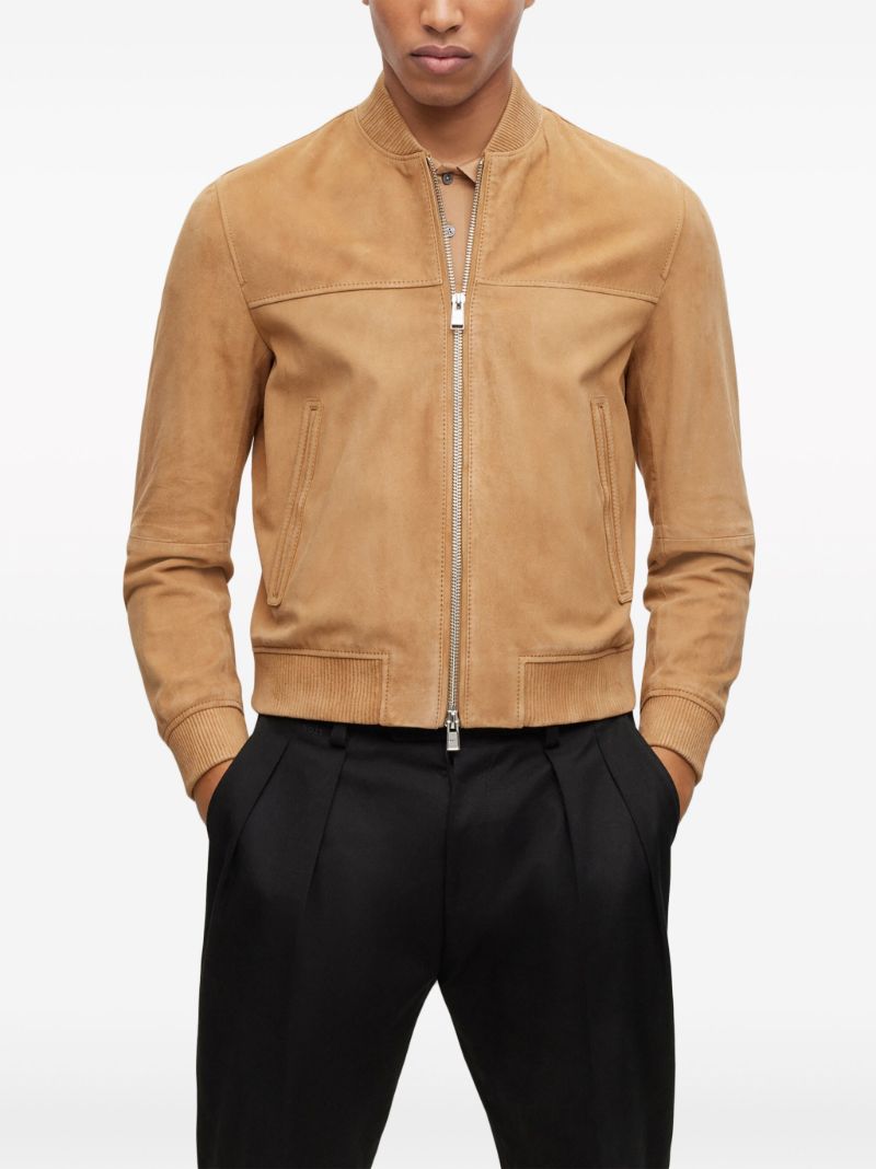 Brown Suede Bomber Jacket
