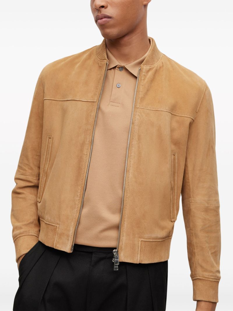 Brown Suede Bomber Jacket