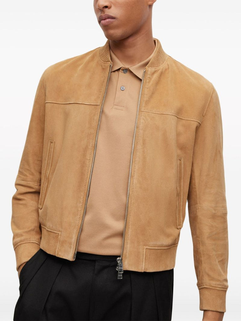 Brown Suede Bomber Jacket