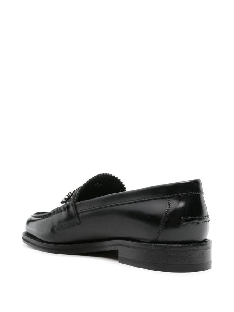 Black Logo-plaque Leather Loafers