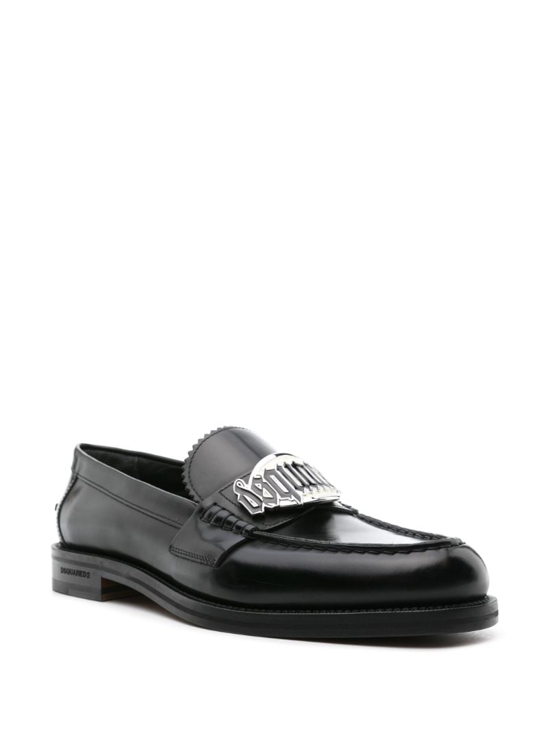 Black Logo-plaque Leather Loafers