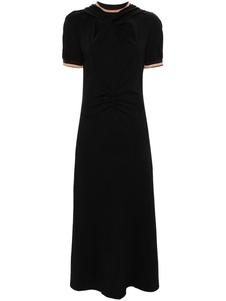 Black Wing Gathered Maxi Dress