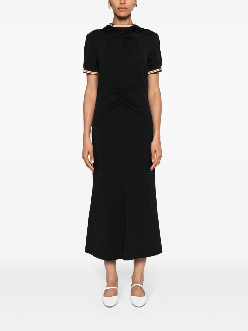 Black Wing Gathered Maxi Dress