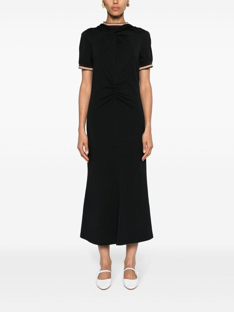 Black Wing Gathered Maxi Dress