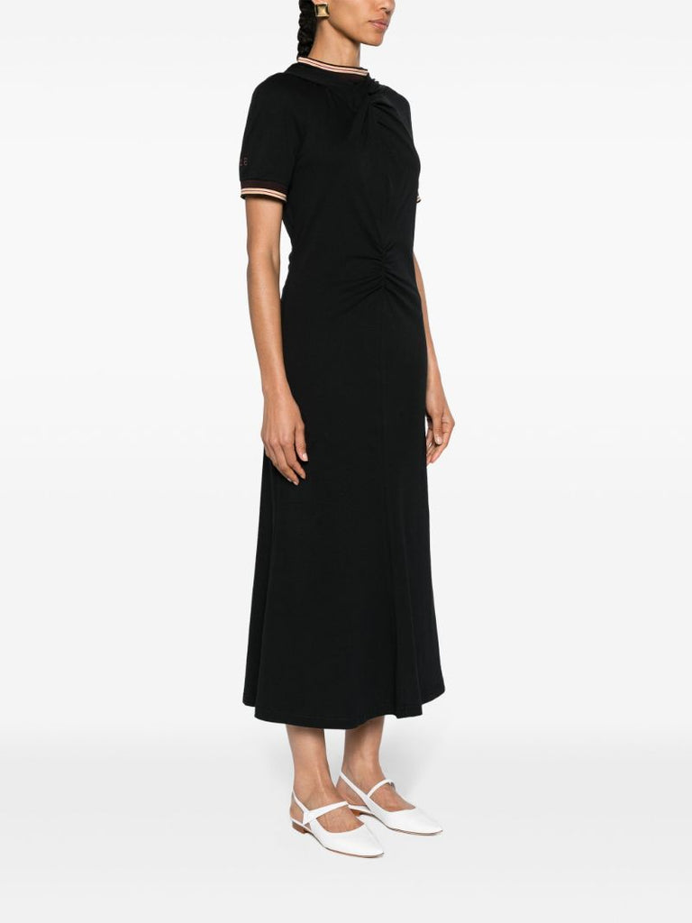 Black Wing Gathered Maxi Dress