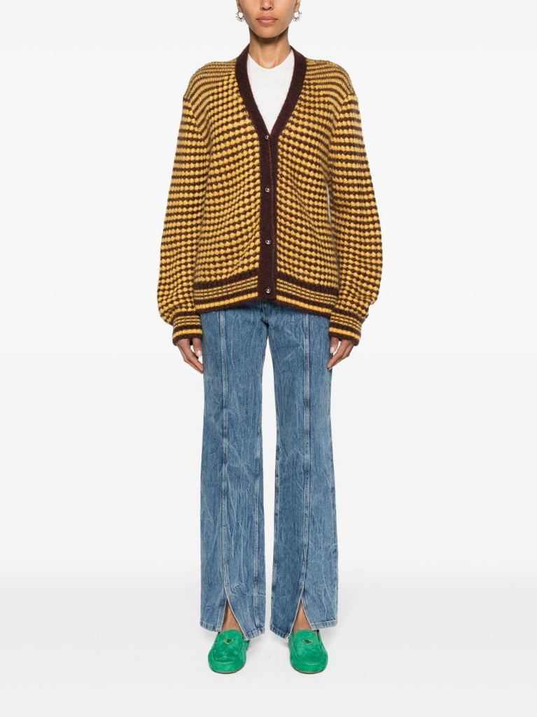 Yellow Unity Intarsia-knit Cardigan
