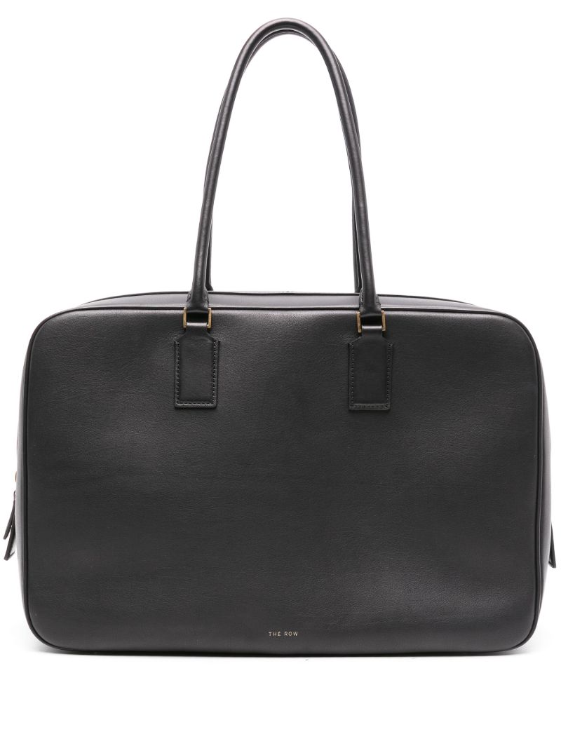 Black Domino Leather Tote Bag