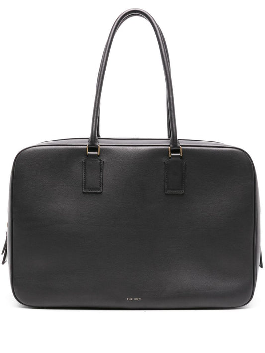 Black Domino Leather Tote Bag