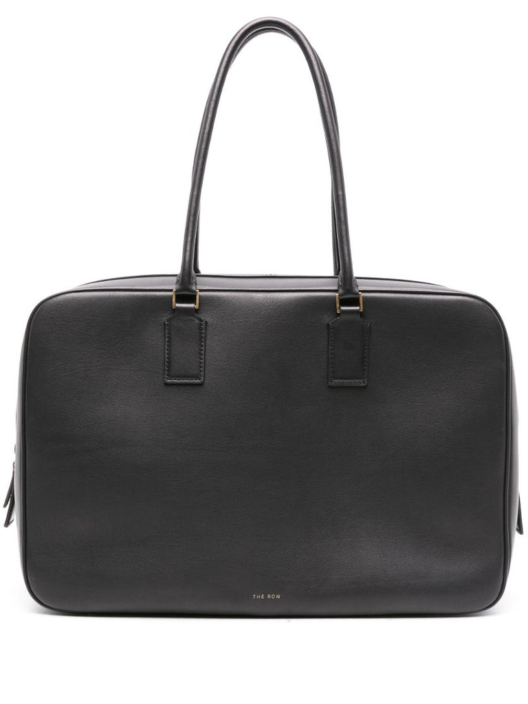 Black Domino Leather Tote Bag