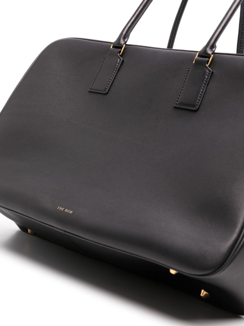 Black Domino Leather Tote Bag