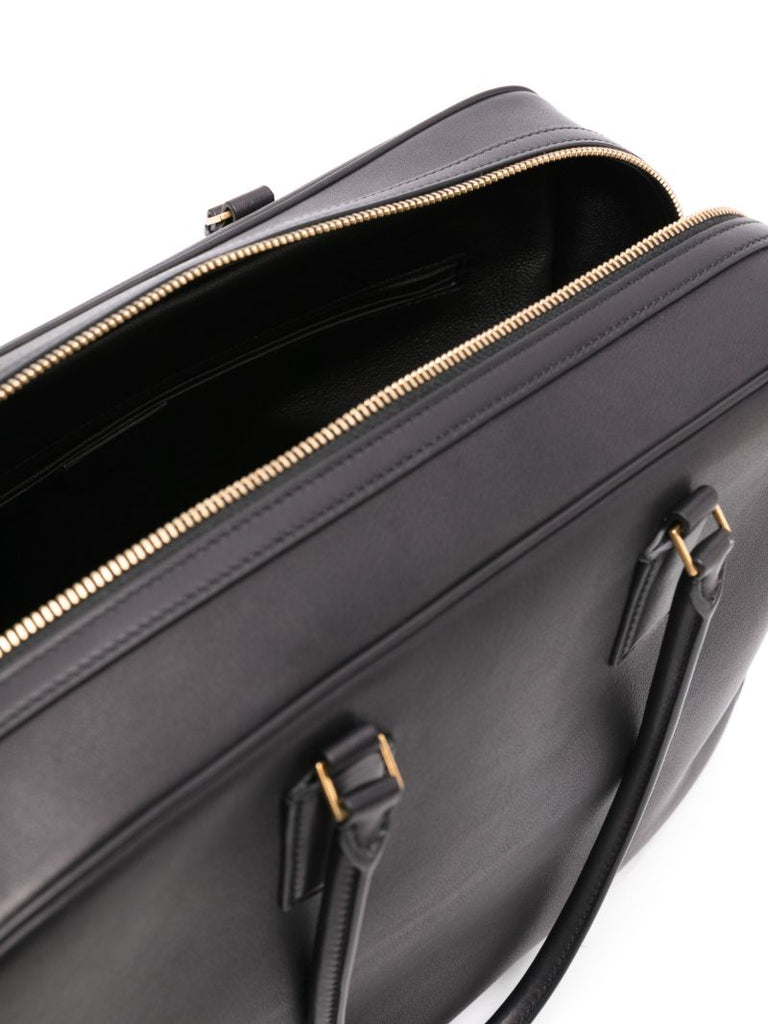 Black Domino Leather Tote Bag