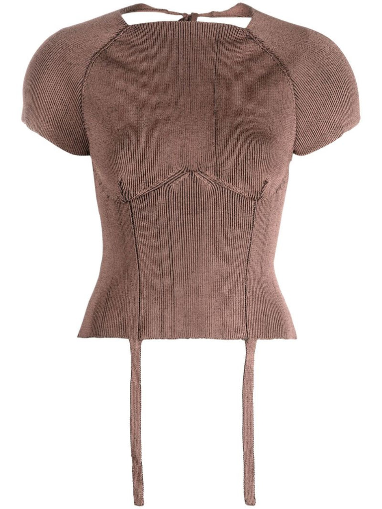 Brown Shield Knit Top